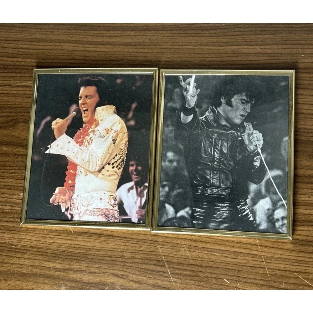 Vintage Elvis Presley Framed Portrait Collection Set Of 2 Music Memorabilia 8x10